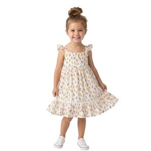Tahari Girl’s Floral Cotton Ruffle Dress Sz 4T Cottagecore Boho Chic Garden City